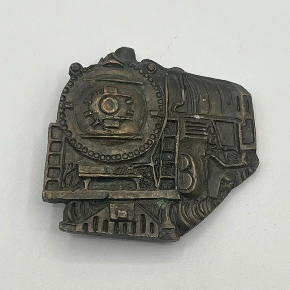 Vintage 1978 InStyle Steam Locomotive Train Brass Belt Buckle Made in USA 1142